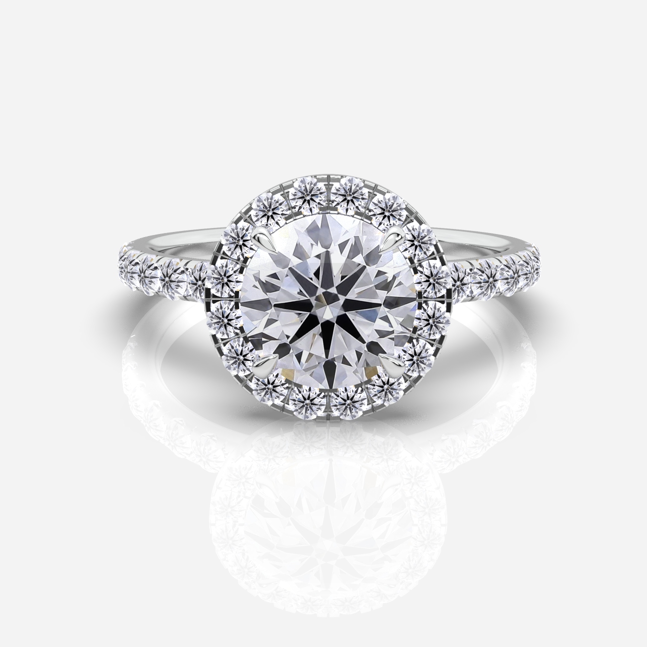 Juliette Halo and Diamond Shoulders Round
